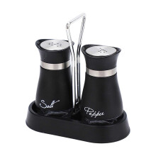 Ensemble de salière et poivrière en acier inoxydable avec bouteilles en verre, compatible avec les tables à manger, les camping-cars, le camping
