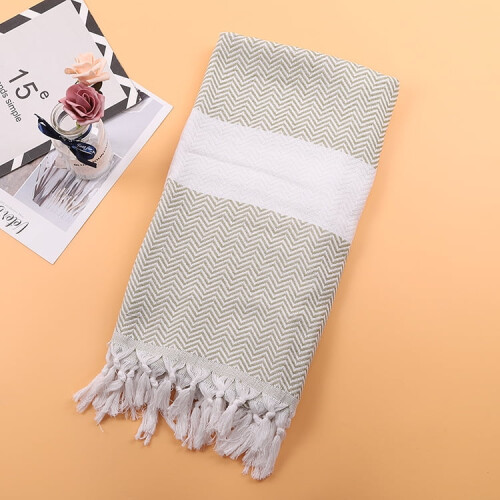 Bath Towel Polyester Cotton Jacquard Tassel 1 Piece