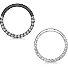 2PCS G23 Titanium Nose Hoops (16G, 8mm/10mm), Clear CZ-Lined, Hypoallergenic — Compatible with Conch, Helix, Daith, Septum & Lip