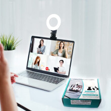 Dimmable Ring Light Kit 3200K-6500K for Monitor/Phone, Compatible with YouTube/TikTok/Twitch, Makeup & Video Conferencing (Black)