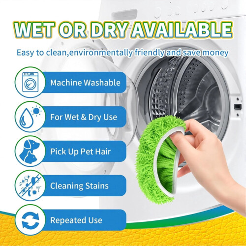 9 Pcs Chenille Refill Mop Pads Easy-Maintenance, Chenille Microfiber Replacement for Standard Mops | All Hard Surfaces (Gray) 2