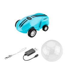 Mini coche de carreras teledirigido Flashspin Mini Racer, juguete con tren de engranajes transparente, luces intermitentes y música.