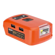 Adaptateur secteur 20 V avec lampe de travail LED, double sortie USB et DC 12 V pour les urgences Black & Decker