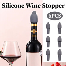 6 PCS Silicone Wine Stoppers, Reusable Bottle Seals Compatible with Wine, Champagne & Beer Bottles