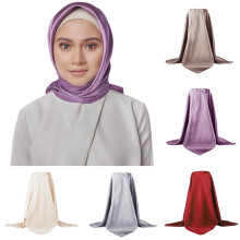 Lenço de cabeça feminino grande quadrado em cetim, imitação de seda, lenço para pescoço, lenço de cabelo, turbante.