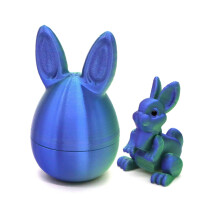 3D Printed Bunny-in-Egg Model, Flexible Joint Figurine, Stress Relief Fidget & Easter Gift – Blue