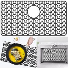 Sinks Protectors for Kitchen Sink, 26" X14" Sinks Protector Black Sink Mats for Bottom of Kitchen Sink Stainless Steel with Hole Close to Edge