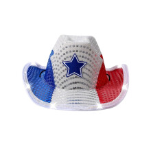 Red White Blue Glowing Sequins Hat – Independence Day Party Prop, Compatible with Festive Dress-Up & Holiday Events