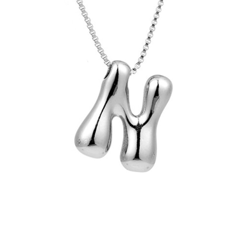 Bubble Letter Necklace Silver Gold Initial Pendant