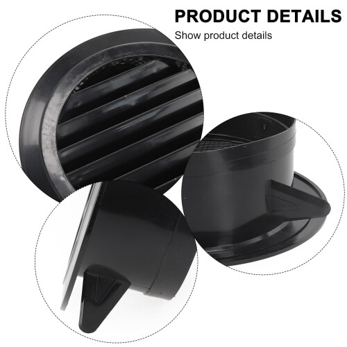 Efficient Airflow Black ABS Round Ventilation Hose Diffuser Grille Cover Wall Ceiling Mounting Easy Cleaning & Low Noise 1
