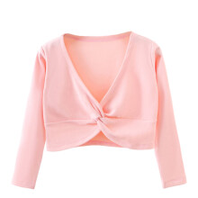 Kids Girls Long Sleeve Cardigan Shrug Front Knot Wrap Top Dance Dress Cover Up Pink 3-4 Years