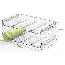 2-Tier Stackable Crystal Clear Water Bottle Organizer: Kitchen Food Storage Rack For Refrigerator, Cabinet And Travel Mug - Made Of PET Material