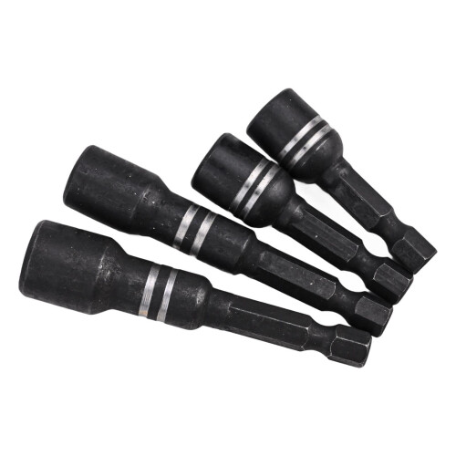 4 Piece Magnetic Socket Nut Driver Drill Bit Set with Hexagonal Handle 1