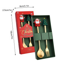 Ensemble cuillère et fourchette de Noël en acier inoxydable 2 pièces