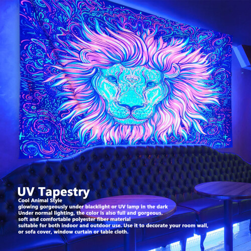 Blacklight Animal Style Tapestry 230x180cm Soft UV Reactive Polyester 2