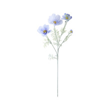 Artificial Cosmos Flower with Flocking for Weddings, Home Decorations, Scene Setups, Event Styling, and Floral Arrangements,Light Blue