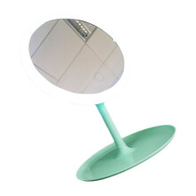 Stylish LED Makeup Mirror with Storage Tray for Home Use Durable Plastic Glass Metal Green 7.8 Inches