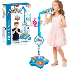Star Microphone Toy with Stand and Lights, Adjustable Height