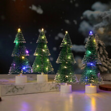 Christmas tree with white pine needles Christmas decorations colorful luminous night light desktop ornaments gifts D