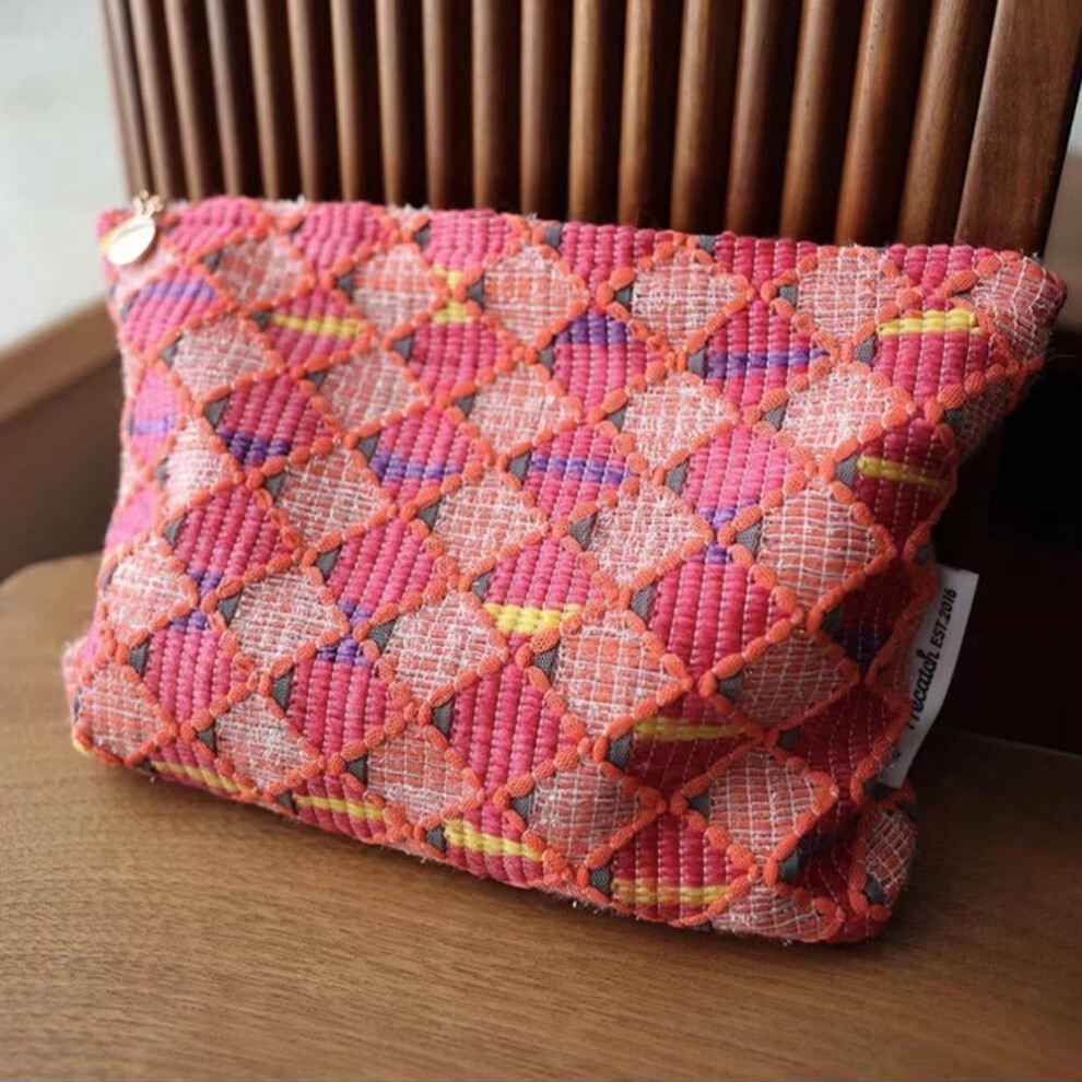 Red plaid cosmetic bag women's large toiletry organizer