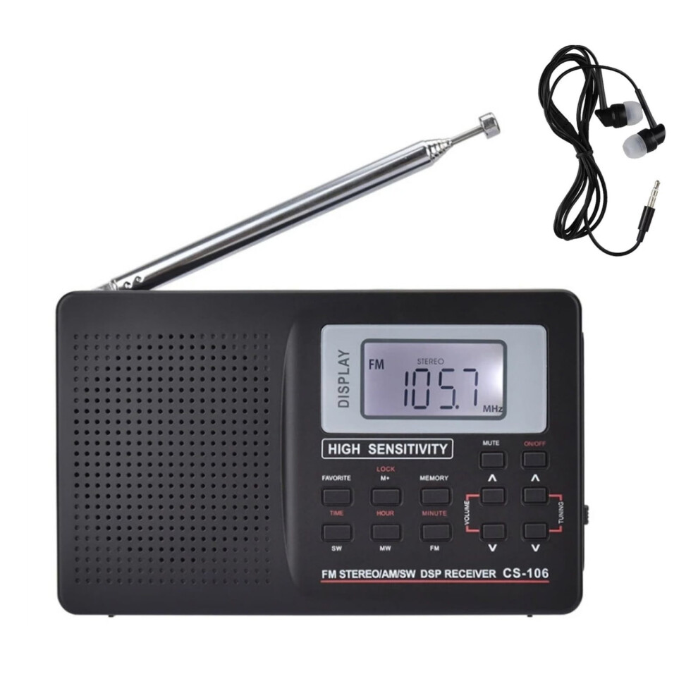 Full Band Portable Radio Fm Am Sw Mw Lw Tv Receiver Stereo Headphone Jack Alarm Clock Memory Cs-106 9327961868472