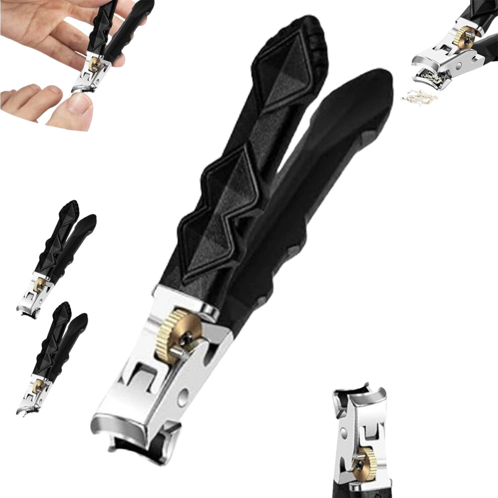 Long Handled Ergonomic Curved Nail Clippers, Wide Jaw Thick Toenail Clippers for Seniors, Splash-Proof, 180 Wide-Mouth Bite