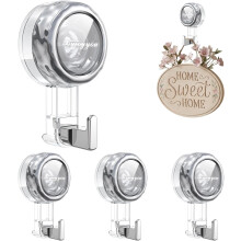 Heavy Duty Suction Cup Hooks, 4-Pack – Waterproof, Removable, for Wreath/Shower/Window/Glass Door, Indoor & Outdoor Use