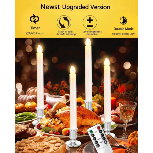 LED Window Candles with Remote Timer Suction Cups 10-Pack 1