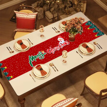 Chemin de table imperméable de Noël, nappe de 183 x 33 cm (72 x 13 pouces) avec fanion pour table à manger, cuisine et table basse – Compatible