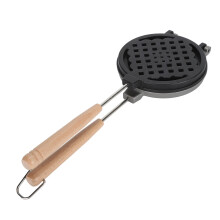 Non-Stick Waffle Maker Pan with Removable Wooden Handle, Dual-Sided Camping Waffle & Sandwich Toaster (23x23x4cm)