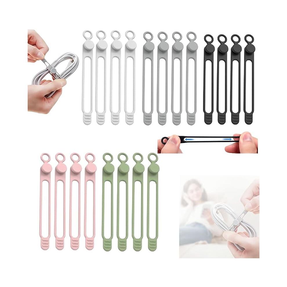 2025 Upgrade Silicone Cable Organizers (10Pcs) Â Reusable Elastic Cord Ties For Headphones, Data Cables & More 9152228723184