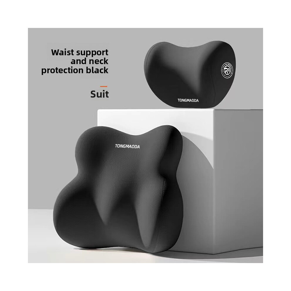 Car Lumbar Support Cushion Car Headrest Backrest Seat Driving Waist Support Car Pillow Lumbar Support Black/Gray 9152228720824
