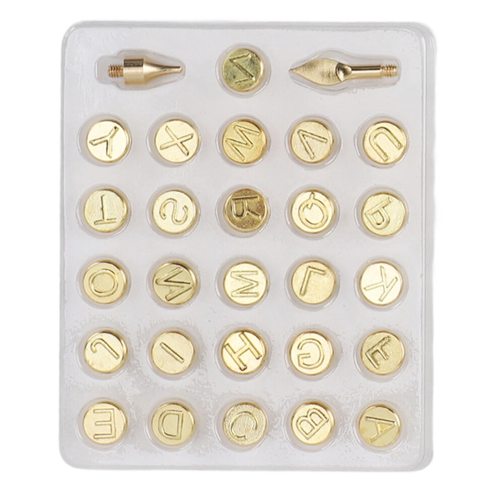 26-Piece Brass Alphabet Burning Tips, Letter Branding Set For Wood, Leather & Paper Diy Projects - 6.3X4.7x0.8 Inches 9152228720848