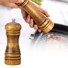 Seasoning Stylish Rubberwood Black Pepper Grinder - Durable Elegant Design for Gourmet Cooking Experience