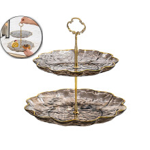 2 Tier Cupcake Stand, Plastic Tiered Serving Stand, Dessert Tower Tray for Tea Party, Wedding, 10.2x9.8 Inch