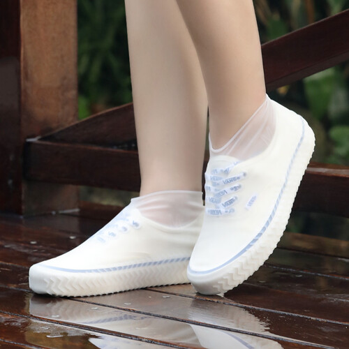 (White, M) Couvre-chaussures Silicone Imperméables Vélo 1