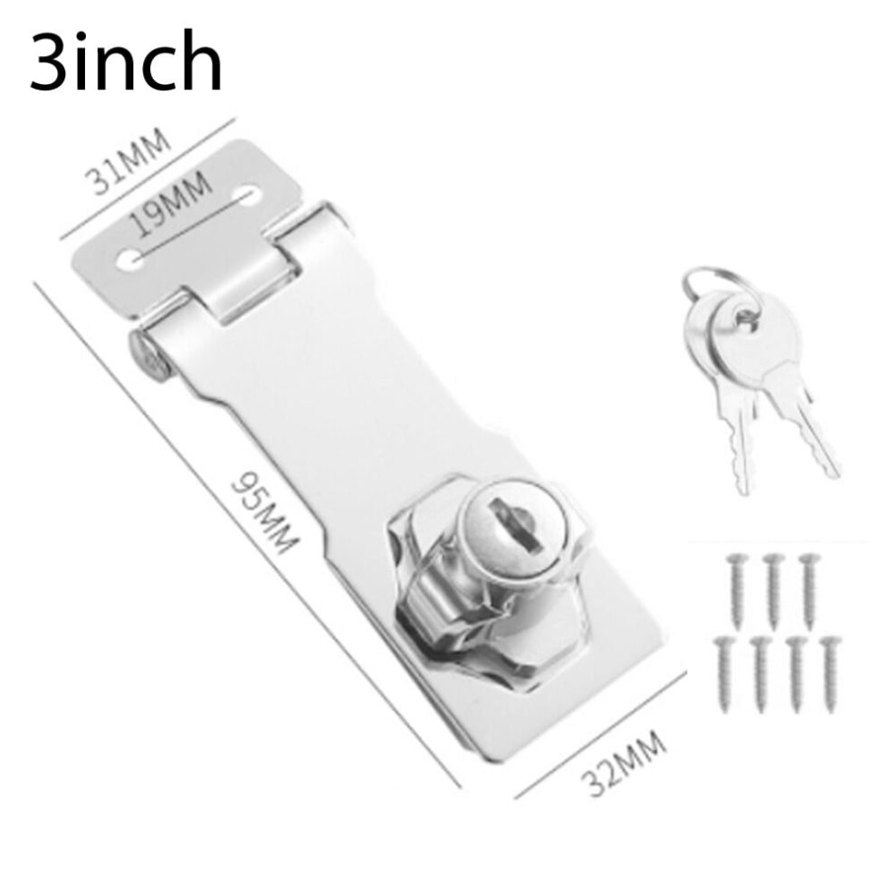 Heavy Duty Locking Hasp And Staple With 2 Key Padlock Cupboard Shed Garage Lock 3Inch 9152228721173