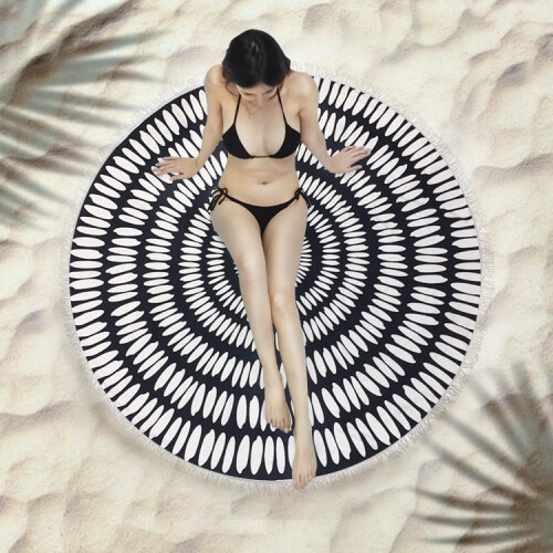 Microfiber Round Beach Towel with Tassels