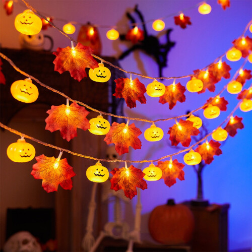Halloween pumpkin string lights orange 10-pack 1