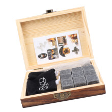 Schwarz Whiskey-Steine-Set mit Zange und Aufbewahrungsbox