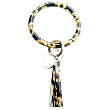 Fashion Trend Large Leather Bracelet Tassel Round Keychain Ring Jewelry Wristban friendship bracelets for teen girls, 2PCS