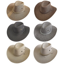 harmtty Breathable Cowboys Hat Sunscreen Wide Brim Sweat-wicking Panama Hat Outdoor Supplies,Black