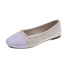 Pink Shoes Women Casual Fashion Spring Fall Flat Round Toe Color Block Shallow Mouth Soft Slip On 1Pc Pair Leisure Outdoor Indoor Flock Fabric