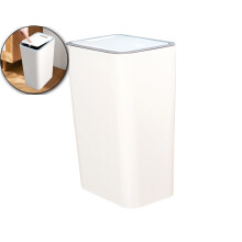 Trash Bathroom Trash Can Large Garbage Can with Press Top Lid Toilet Bedroom Living Room Wastebasket with Lid Pedal(White)