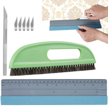 Wallpaper Smoothing Tool Kit – Felt Squeegee, Brush Set & Carving Cutter for Wallpaper, Ceiling & Film (Compatible with Standard Tools)