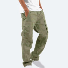 Plus Size Cargo Pants For Men Solid Casual Multiple Pockets Outdoor Straight Type Fitness Pants Cargo Pants Trousers Green-4XL