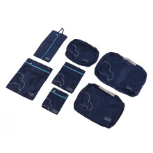 7 Pcs Waterproof Polyester Luggage Packing Cubes Navy Blue for Travel