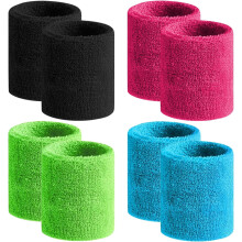4-Pack Moisture-Wicking Cotton Terry Sweatbands for Men & Women – Compatible with Tennis, Basketball, Running, Gym