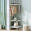 Freestanding coat rack with 2 shelves and corner storage 4