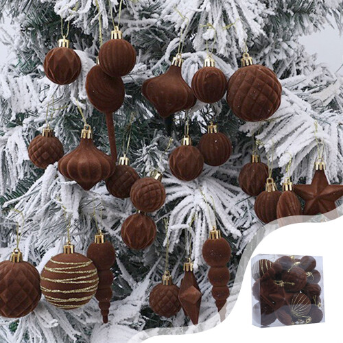 Velvet Christmas Balls Brown 24 PCS 1